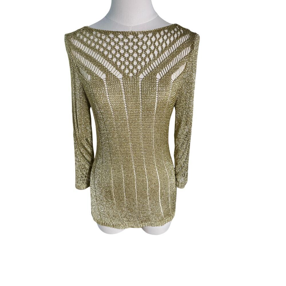 Cristina Metallic Gold Knit‎ Sweater Small NWT SM5932G Party Holiday Top